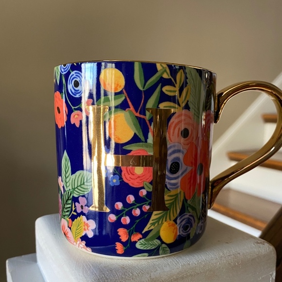 "H"  Anthropologie Rifle Paper Company Monogram Garden Party Mug - Picture 3 of 3